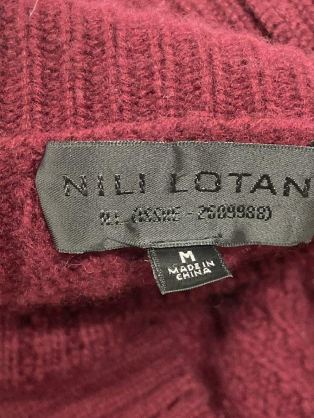 Nili Lotan Houston Cashmere Waffle Turtleneck Sweater Burgundy M - Picture 8 of 9